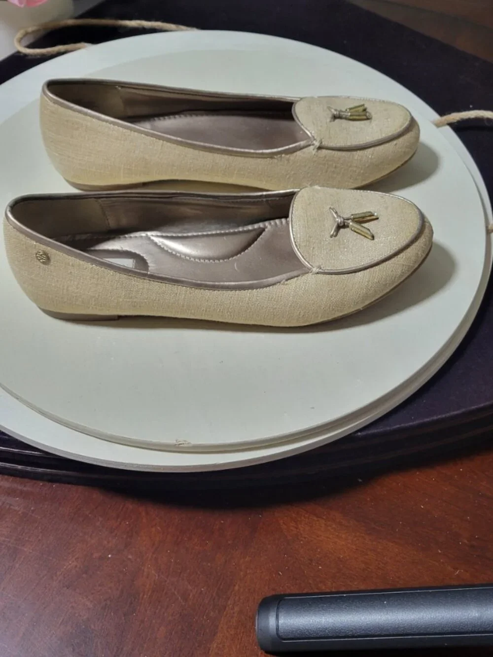 Dana Buchman Gold Fabric Dress Loafers [Item # SF01]